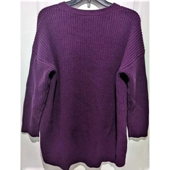NEW Eileen Fisher | High/Low Recycled Cashmere & Wool Sweater in Purple - Picture 3 of 8